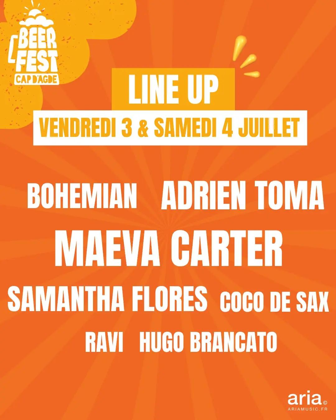 Line Up Beer Fest Cap d'Agde - Noms des Djs
